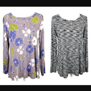 LOGO Lori Goldstein 2 pc Bundle Long Sleeve Shirts sz S